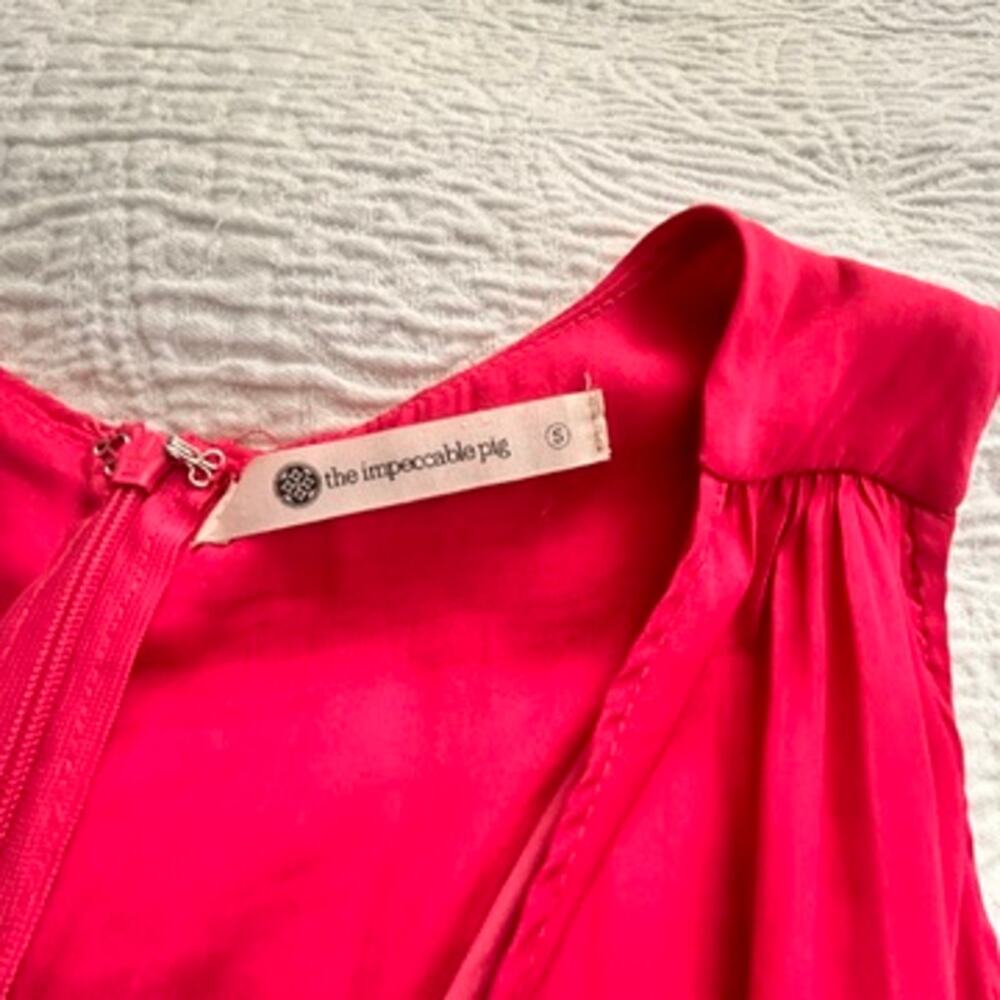 The Impeccable Pig, Hot Pink Deep V Dress, Small - Picture 2 of 4